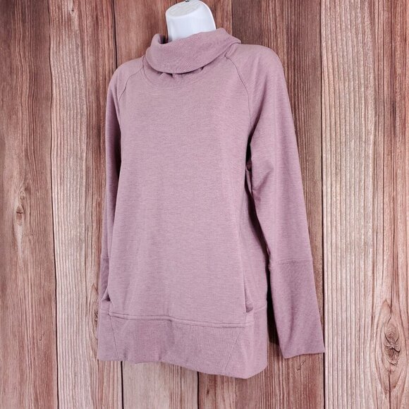 Lululemon Womens Size 10 High Lines Pullover Heathered Vintage Mauve Cowl Neck - Picture 2 of 15